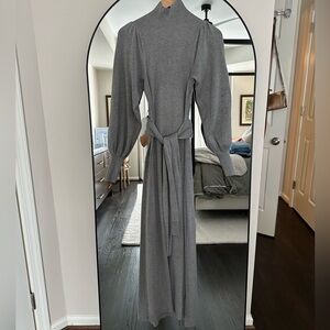 Mock Neck Maxi Sweater Dress with Belt